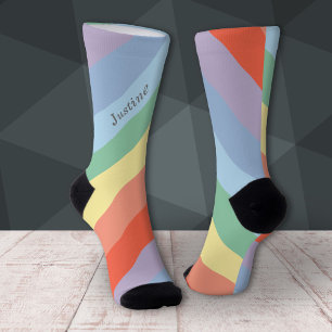 Chaussette Rayures diagonales Pastel Rainbow