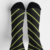 Chaussette Rayures diagonales vert acide sur noir moderne (Haut)