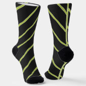 Chaussette Rayures diagonales vert acide sur noir moderne (Angulaire)