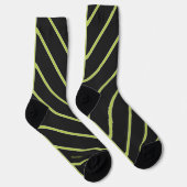 Chaussette Rayures diagonales vert acide sur noir moderne (Droite)