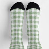 Chaussette Rayures écossaises vert crème blanc (Haut)