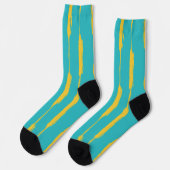 Chaussette Rayures encrées jaune et turquoise (Gauche)
