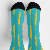 Chaussette Rayures encrées jaune et turquoise (Haut)