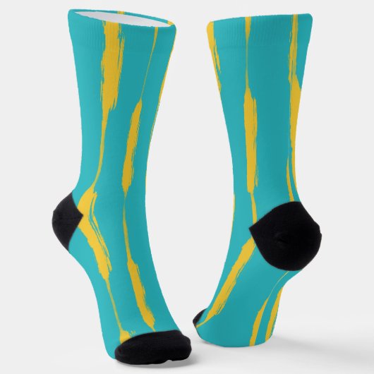 Chaussette Rayures encrées jaune et turquoise (Angulaire)