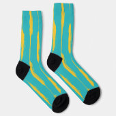 Chaussette Rayures encrées jaune et turquoise (Droite)