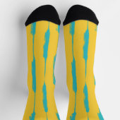 Chaussette Rayures encrées jaune et turquoise (Haut)