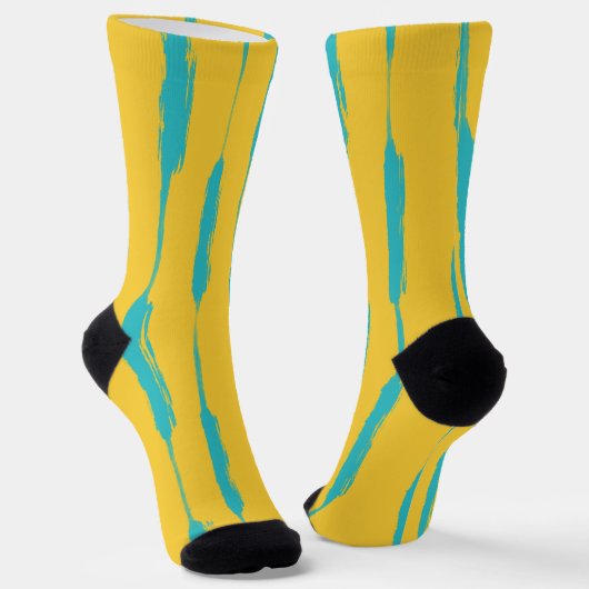 Chaussette Rayures encrées jaune et turquoise (Angulaire)