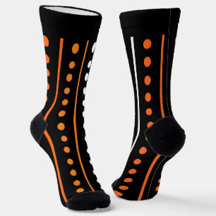 Chaussette Rayures et pois orange et noir Halloween