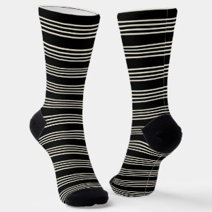 Chaussette Rayures horizontales minimalistes noir et crème él