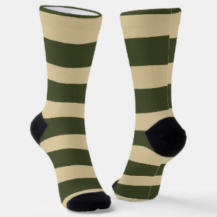 Chaussette Rayures irrégulières en kaki et vert