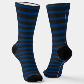 Chaussette Rayures noires et bleues avec vos initiales (Angulaire)