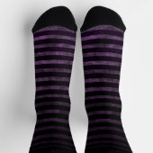 Chaussette Rayures ombrées grunge noir et violet (Haut)