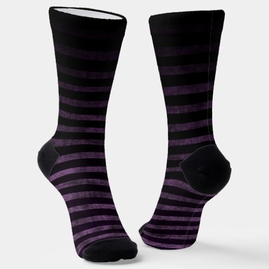 Chaussette Rayures ombrées grunge noir et violet (Angulaire)