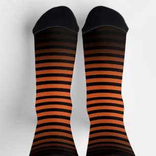 Chaussette Rayures ombrées horizontales orange Halloween noir