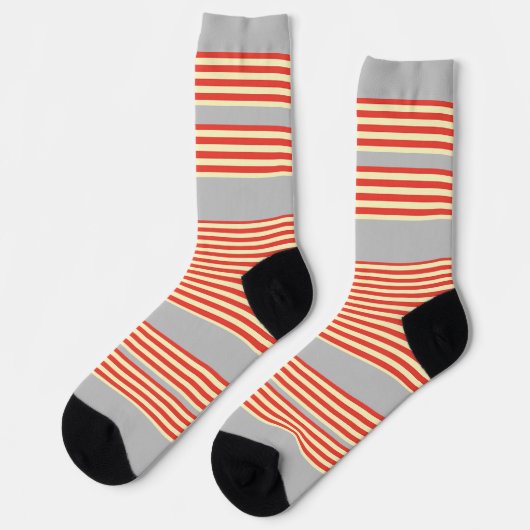 Chaussette Rayures orange gris clair (Gauche)