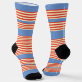 Chaussette Rayures orange sur fond bleu clair (Angulaire)