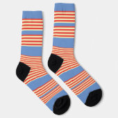Chaussette Rayures orange sur fond bleu clair (Droite)