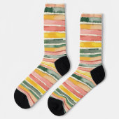Chaussette Rayures rose jaune vert (Gauche)
