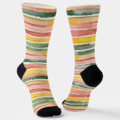 Chaussette Rayures rose jaune vert (Angulaire)