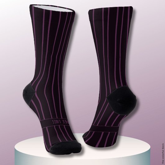 Chaussette Rayures, violet sur rouge foncé, véritable classiq