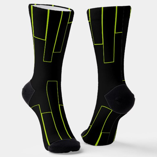 Chaussette Rectangles verte et noire de chaux (Angulaire)