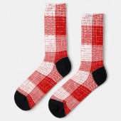 Chaussette Red and White Bold Checkered Plaid Design  (Gauche)