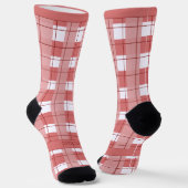 Chaussette Red and White Plaid, Text on Foot (Angulaire)