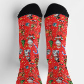 Chaussette Red Background Christmas Decorative Pattern (Haut)