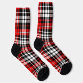 Chaussette Red Black White Plaid Tartan Pattern Design  (Droite)