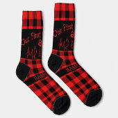 Chaussette Red Buffalo Plaid first Christmas Mr & Mrs Couple (Droite)