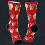 Chaussette Red Funny Custom 2 Face Photo Papa<br><div class="desc">Chaussettes personnalisées rouge 2 visages pour les papas. Pour utiliser une découpe du visage de votre fils ou de votre fille comme dans l'exemple, l'arrière - plan doit être transparent et le fichier format un png. Vous pouvez télécharger n'importe quelle application mobile ou informatique, ou utiliser le programme Canva ou...</div>