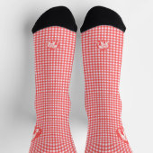 Chaussette Red Gingham Plaid with White Elephant (Haut)