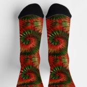 Chaussette Red Green & Gold Fun Retro Tie Dye Spirales (Haut)