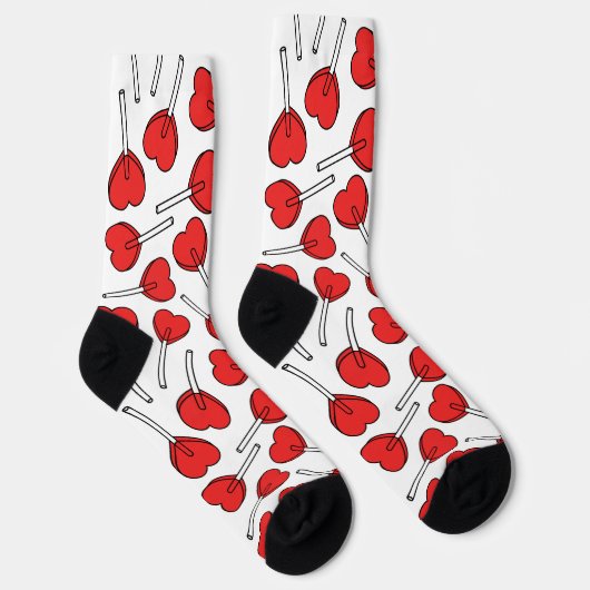 Chaussette Red Lollipops, Heart Lollipops, Lollipop Pattern (Droite)