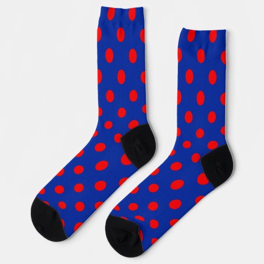Chaussette Red On Blue Polka Dots Pattern Design  (Gauche)