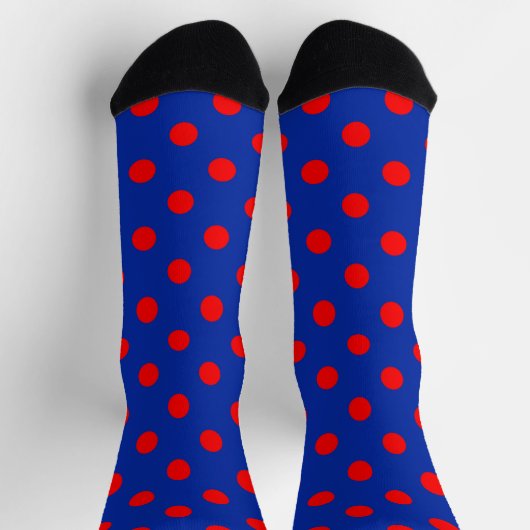 Chaussette Red On Blue Polka Dots Pattern Design (Haut)