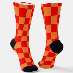 Chaussette Red Orange Check À damiers Motif