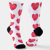 Chaussette Red puzzle hearts, watercolor pattern (Angulaire)