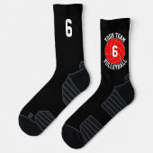 Chaussette Red Volleball Custom Nom de l'équipe et numéro du  (Gauche)