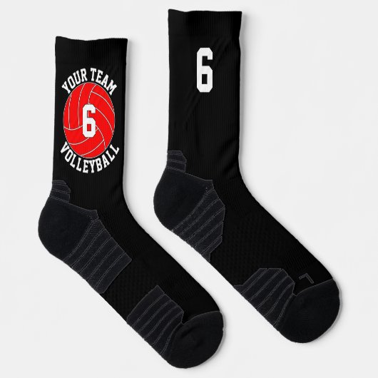 Chaussette Red Volleball Custom Nom de l'équipe et numéro du  (Droite)