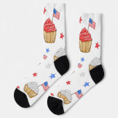 Chaussette Red White Blue Cupcake Drapeau Star Patriotic Prep (Gauche)