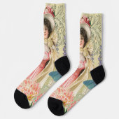 Chaussette Regency de femme victorienne rose (Gauche)