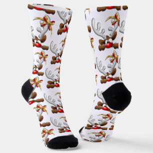 Chaussette Reindeer Puzzled drôle Caractère de Noël