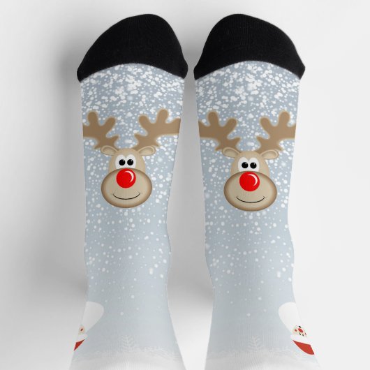 Chaussette Reindeer Rudolph Red Nose Santa Crew Socks (Haut)