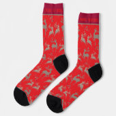 Chaussette Reindeer saint rouge vif couleur brun Noël (Gauche)