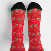 Chaussette Reindeer saint rouge vif couleur brun Noël (Haut)