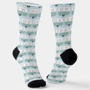 Chaussette Remorque Camper Retro vintage Pastel Blue Green