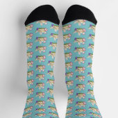 Chaussette Renard Fennec Fleurs Rose Violet Mignon Bleu Botan (Haut)