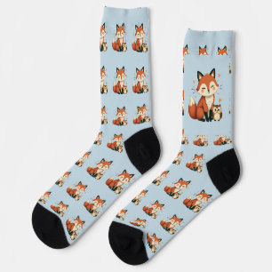 Chaussette Renard Mignon et Hibou Illustration Fantaisiste de
