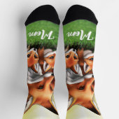 Chaussette Renard rouge Mère et Kits dans l'herbe (Haut)